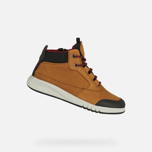 Geox Aeranter Abx Mid-calf Boots Drenge Lysebrune Mørkerød | 27935-EKMC