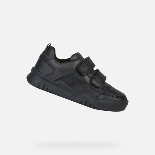 Geox Perth Uniform Sko Drenge Sort | 12650-CBEX