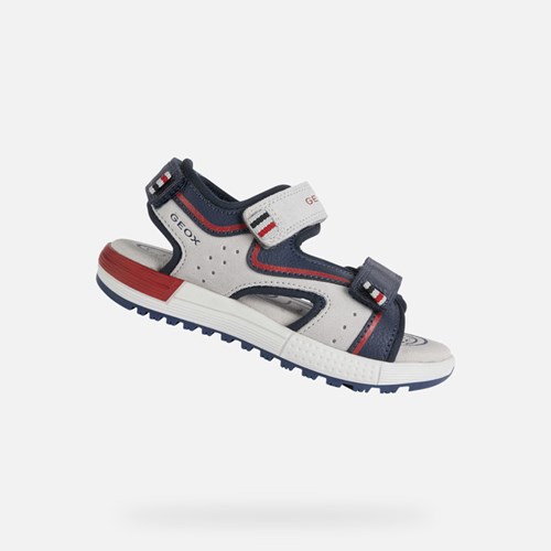 Geox Sandal Alben Sandaler Drenge Lysegrå Mørkeblå | 64793-MDVB