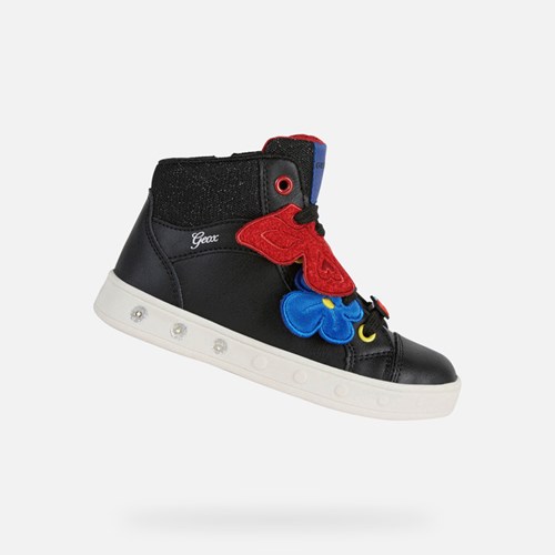 Geox Skylin Light-up Shoes Pige Sort Flerfarvede | 81573-JYKW