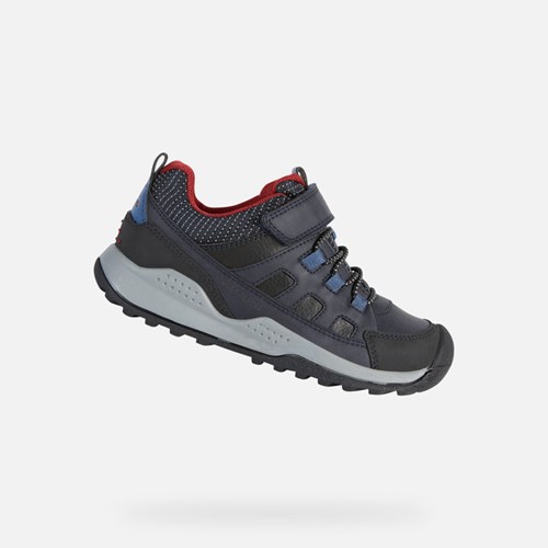 Geox Teram Abx Sneakers Drenge Mørkeblå Mørkerød | 39471-SJFM