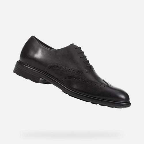 Geox Walk Pleasure Læder Sko Herre Sort | 60341-DLKX